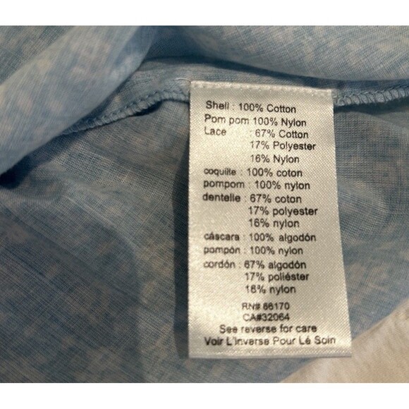 Anthro Peasant Blouse Top by Nikasha V-Neck Blue White Floral Straps NWT Size XS - Picture 8 of 9